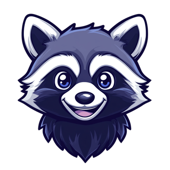 Adorable Cartoon Raccoon Face Charming, Happy, Blue-Eyed Critter Illustration png