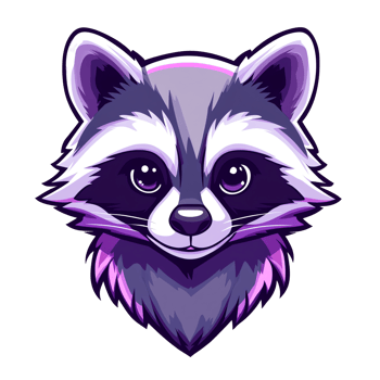 Adorable Purple Raccoon Face Cartoon Mascot, Logo, or Print Design png