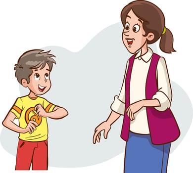 mother talking to her child, mom having a good time with her child, motherhood, parenting concept Illustration vector