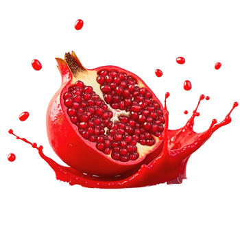 3D Half Pomegranate with Juice Splash Realistic Superfruit Explosion with Transparent Background for Premium Food Advertising, Packaging, and Digital Design png