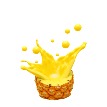 3D Half Pineapple with Juice Splash Realistic Tropical Fruit Explosion with Transparent Background for Premium Food Design, Branding, and Packaging png
