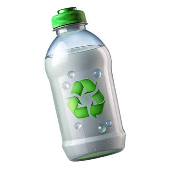 Bottle with recycle symbol 3d, eco-friendly plastic container, sustainability concept png