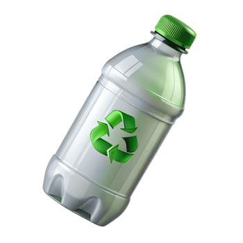 Plastic 3d bottle with recycling symbol, eco-friendly packaging concept, sustainable design png