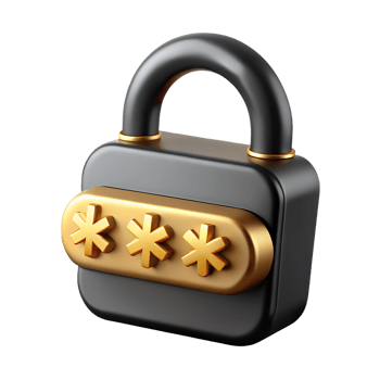 Secure lock icon with password symbols 3d, cybersecurity keypad, data safety png
