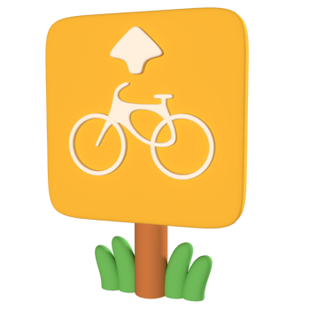 A cartoon bicycle sign on a black background png
