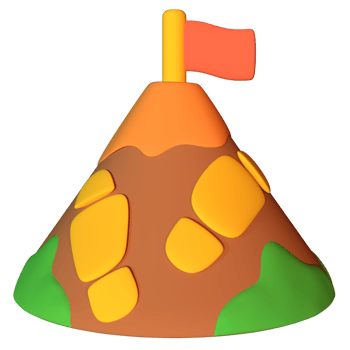 iicon A cartoon mountain with a flag on top png