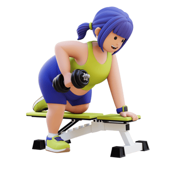3D Plus Size Overweight woman Doing Dumbbell Row png