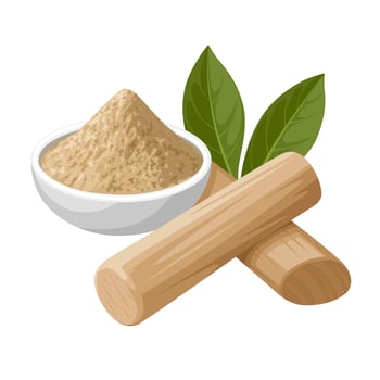 Wood powder and leaves in a bowl vector