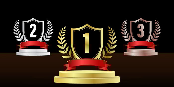 set of champion or award icon elements. gold, silver, silver color. vector