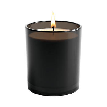 Burning black candle in a glass jar. Relaxation, spa, aromatherapy concept. png