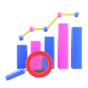 Growth chart, business graph illustration isolated. 3d render icon. png