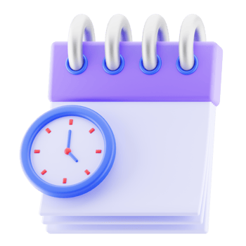 Time management, reminder, agenda concept. calendar, clock 3d isolated icon. 3d render illustration. png