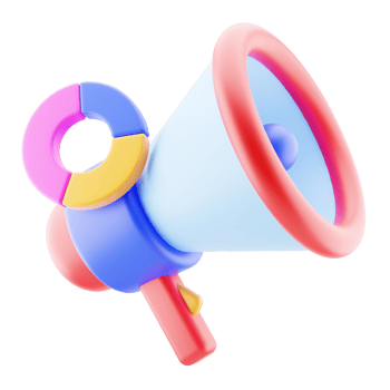 Business promotion, marketing, advertising illustration concept. megaphone with graph 3d render icon. png