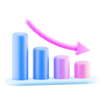 Business loss chart illustration. business crisis, decrease graph 3d icon. png