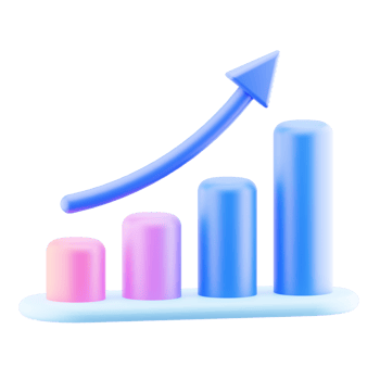 Growth graph illustration isolated. 3d render business profit chart. png