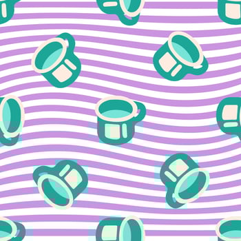 Seamless Retro Camping Mug Pattern vector