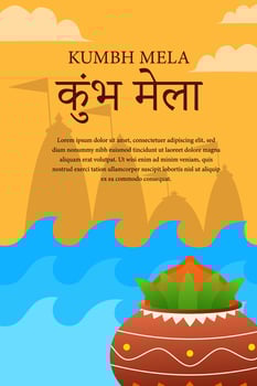 kumbh mela festival poster illustration in flat design vector