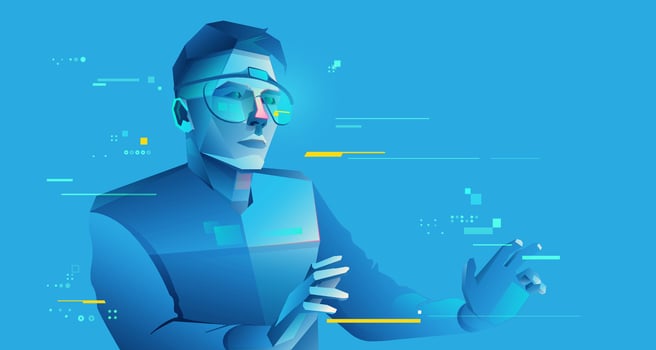 Digital illustration of a man with glasses vector