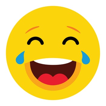 Joyful Laughing Emoji with Closed Eyes and Tears, Expressing Happiness and Humor vector