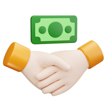 3D Icon Cash Deal Handshake Agreement png