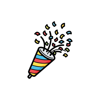 Colorful confetti popper illustration png