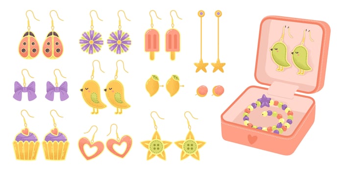 Colorful earrings and accessories showcase vector
