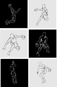 skets basketball line logo design vector