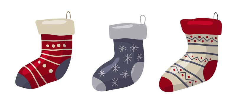 Colorful decorative socks displayed in festive arrangement for holiday celebration vector