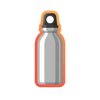 Metal water bottle with orange outline isolated on transparent background png