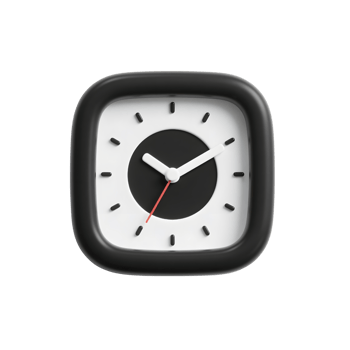 Black and white clock isolated on transparent background png