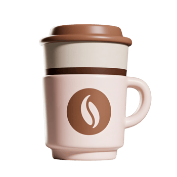 Coffee cup with bean logo isolated on transparent background png