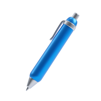 Blue and silver pen isolated on transparent background png