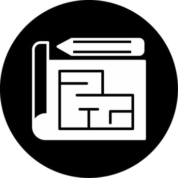 Technical Blueprint Drawing Glyph Circle Inverted vector