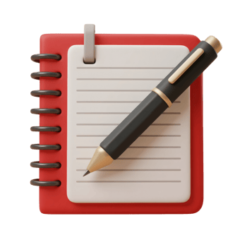 Notebook with pen isolated on transparent background png