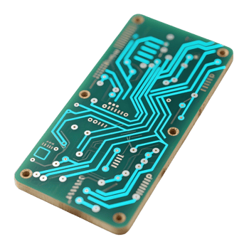 Green circuit board with blue traces isolated on transparent background png