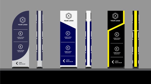 Totem information Outdoor advertising set for street city promotion vector
