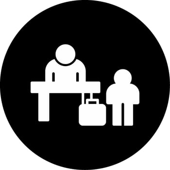 Connected Airport Transit Hotel Glyph Circle Inverted vector