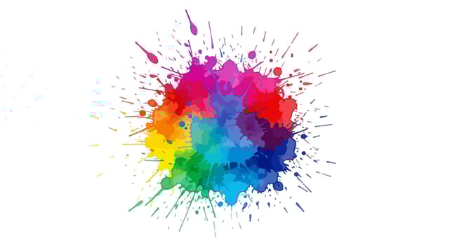 Vibrant Multicolor Watercolor Splash with Radiating Flecks on White Background vector
