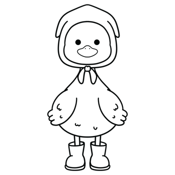 Duck Wearing a Bonnet and Boots in Black Line Art png