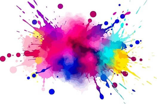 Abstract Digital Watercolor Burst with Fuchsia, Magenta, and Indigo Tones on White Background vector