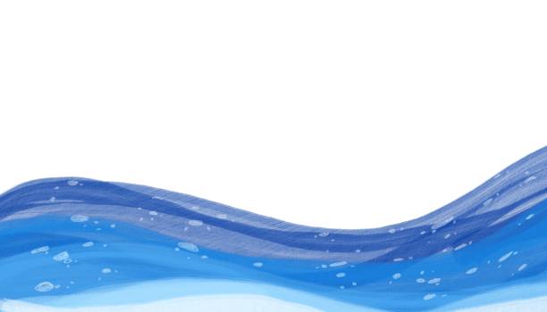 Abstract Blue Watercolor Waves on Transparent Background Illustration png