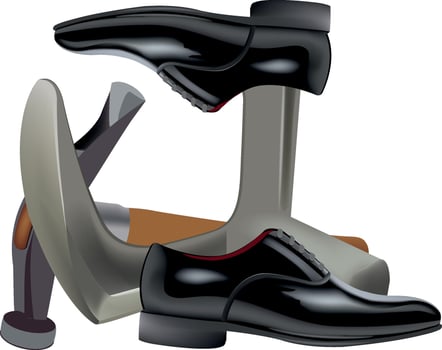 black shoes and shoe repair tools vector