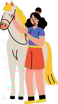 A flat style illustration showing a character having pet horse vector
