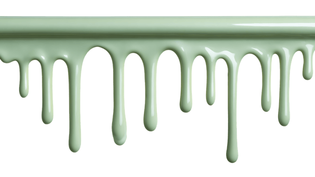 Smooth light green liquid dripping downward from a horizontal line isolated on transparent background png