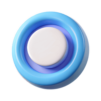3 D Render Pastel Blue Radio Button Icon White Center Circle Soft Light Blue Inner Ring Circular Shape Graphic Element isolated on a transparent background png