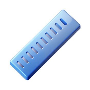 Light Blue 3 D Render of a Ruler Icon with Measurement Marks Soft Pastel Color Scheme isolated on a transparent background png