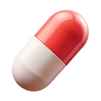 Two Tone Pastel Red and White 3 D Capsule Pill Icon Render Isolated on a transparent background image png