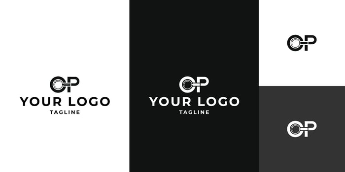 Modern OP Letter and Magnifying Glass Logo Design vector