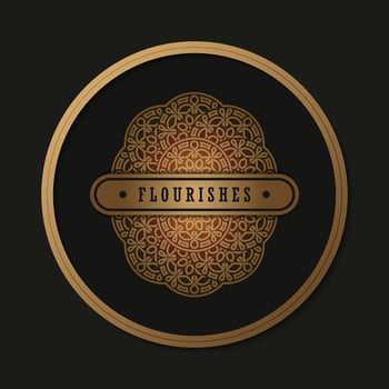 Elegant gold flourishes logo design vector