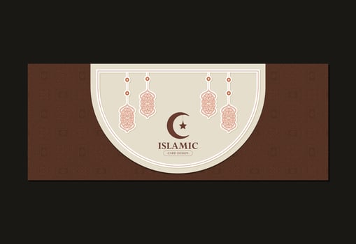 Elegant Decorative Islamic Card Design with Crescent Moon and Lanterns vector